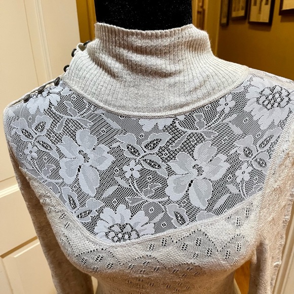 Free People Grey Lace Turtleneck - Picture 2 of 10
